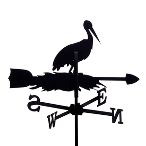 Wetterfahne Storch klein schwarz Stahl 50,5x68,7cm Windspiel Windfahne Stabfahne