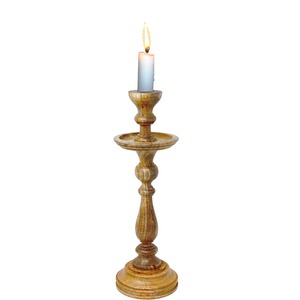 Kerzenstnder Mia - Nostalgischer Holz-Kerzenhalter, Geschnitzt und Schn, Helles Holz, 12 x 41 cm ( x H), Hochwertige Verarbeitung