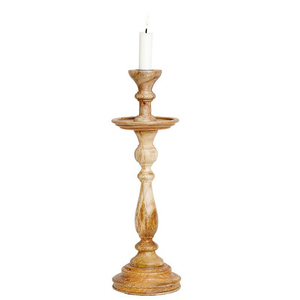 Eleganz pur: Kerzenstnder Mia fr Ihr Interieur, 30 cm, Geschnitzter Holz-Kerzenhalter in Dunkel, Hochwertige Verarbeitung