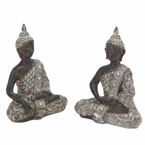 Zwei Buddha Figuren sitzend in Meditation Mystic Buddha 2 Stck 17 cm