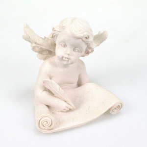 Engel mit Buch 8cm Polyresin wei Figur Engelfigur Putte Dekoengel Dekofigur