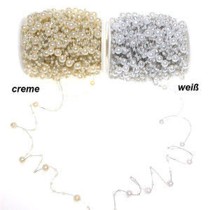 30m Perlendraht silber Draht mit Perlen 3mm + 8mm Hochzeit Girlande Perlenband