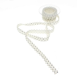 1,8m Dekoband Diamanten Strass Perlen wei B ca. 16mm Perlenband Strassband