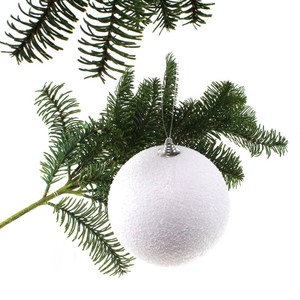 Weihnachtskugel 13,5cm wei Schneeball Hnger Baumschmuck Christbaumkugel Winter