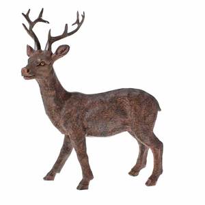 Hirsch Figur stehend ca L18/H22cm bronzefarben braun antik Reh Wild Deko Herbst