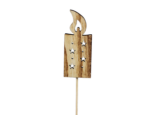 Stecker Holz Kerze H8cm L28cm natur Holzkerze Flamme Deko Advent Weihnachten