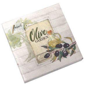 20 Servietten Olive Garden 3-lagig 33x33cm Tissue Oliven Italien Italia Toskana Antipasti