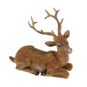 Hirsch Figur liegend hellbraun L15 H13 Hirschfigur Polyresin Weihnacht Reh Wild