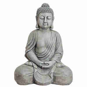 Buddha in grau Steinoptik Polyresin B49 x T34 x H71 cm Statue Figur