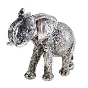 Elefant B16x H12 xT6 cm Polyresin silber Figur Babyelefant Tierfigur Afrika Deko