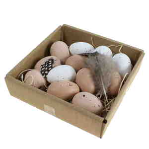 12 Eier ca. 3,8cm knstlich wei braun gesprenkelt Mix Hhnereier klein Kiebitz