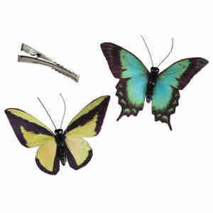 12 Schmetterlinge Set 10x7cm mit Metall Clip Butterfly Stoff Gewebe Frhling
