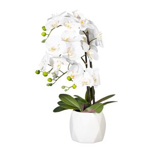 Knstliche Orchidee 60cm in weiem Keramiktopf