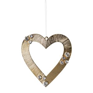 4er Set Metallanhnger Herz mit Dekodiamanten 10cm in silber oder gold