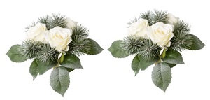 2er Set knstlicher Rosen-Tannenbund gefrostet 33 cm Frost