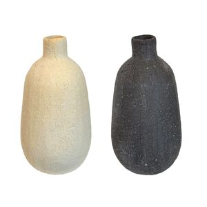Vase aus Keramik in beige oder schwarz fr Trockenblumen (B/H/T) 9x16x9cm