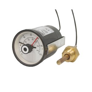 Fernthermometer Wika, Schaltbereich 0-80-C, Fhler mit 1/2 AG, 5A - 250V, Kapillarrohr 1000mm