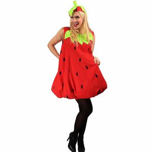 Erdbeer Kostm Kleid Erdbeere rot fr Damen