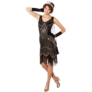 Charleston Kostm 20er Jahre Deluxe Pailletten-Kleid fr Damen