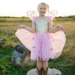Schmetterling Kostm Kleid rosa mit Flgel fr Kinder