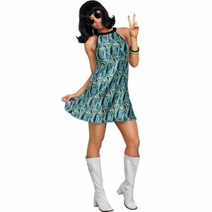 Hippie Kostm Retro Kleid mit Sonnenbrille fr Damen