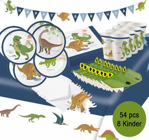 Dinosaurier Party-Set T-Rex Happy Birthday Kindergeburtstag 54-tlg.