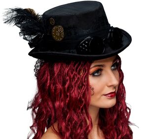 Steampunk Zylinder Hut schwarz mit Schweierbrille fr Damen