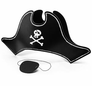 Piraten Hut mit Augenklappe fr Kinder aus Papier Party-Deko Zubehr