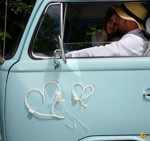 Autoschmuck Hochzeit Wedding Car Deko Braut Paar Herzen, 2 Stck