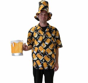 Herren Bier Kostm Hawaii-Hemd mit Bier Motiv inkl. Hut