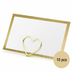 10 Tischkartenhalter gold herz Hochzeit Taufe Geburtstag inkl. Karten