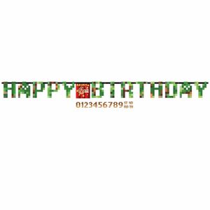 Happy Birthday Geburtstagskette TNT Game On Miner Gamer 320 cm lang Party-Deko