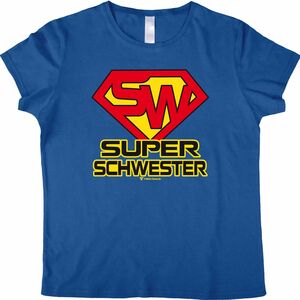 Super Schwester T-Shirt blau Geschenkidee Geburtstag fr Damen