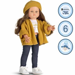 Puppe Nane 42 cm mit langen braunen Haaren zum Frisieren & Bekleidung Spielzeug
