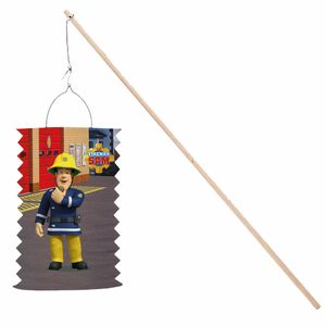 Feuerwehrmann Sam Laterne 28 cm inkl. Laternenstab aus Holz mit LED-Licht