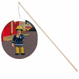 Feuerwehrmann Sam Lampion 25 cm inkl. Laternenstab aus Holz mit LED-Licht