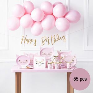 Katze Party-Set 55-tlg. rosa Ktzchen Tisch-Deko fr Kinder und Erwachsene