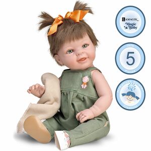 Puppe Lilly 47 cm mit braunen Zpfen & Bekleidung Spielzeug fr Kinder