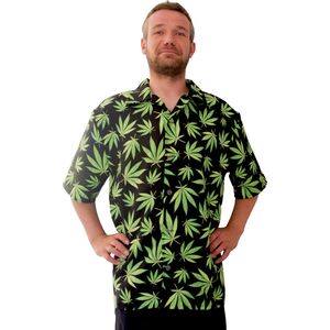 Hawaii Hemd schwarz mit Hanfbltter-Motiv grn Mr. Cannabis fr Herren