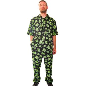 Cannabis Kostm Mr. Cannoboss Hanfbltter-Motiv lange Hose und Hemd fr Herren