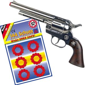 Cowboy Pistole 25 cm inkl. 144 Schuss-Munition Spielzeug-Revolver