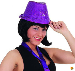 Unisex Hut mit Pailletten Discoqueen lila