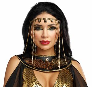 Orientalische Stirnbandkette Cleopatra gold-schwarz Kostm-Zubehr