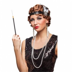 Charleston-Set 20er Jahre Stirnband Kette Zigarettenspitze Ohrringe fr Damen