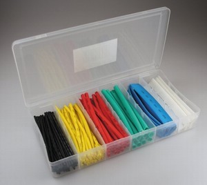 Schrumpfschlauch-Sortiment, 100-teilig in praktischer Box, schwarz,wei,blau,grn,rot