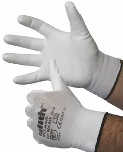 Nylon Feinstrick-Handschuhe mit weier PU-Beschichtung, Cat II, Gre 8