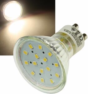 LED Strahler GU10 H10 SMD 15 SMD LEDs 3000k, 50lm, 120-, 230V/0,8W, warmwei