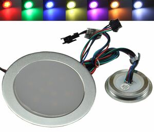 LED Einbauleuchte EBL Slim RGB IP67, 3 RGB LEDs, Alu matt, 55mm
