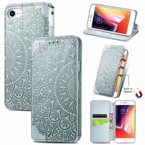 Apple iPhone 7 / 8 SE 2020 Handyhlle Schutztasche Case Cover Mandala Grau