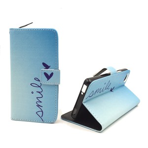 Handyhlle Tasche fr Handy ZTE Nubia Z9 Mini Schriftzug Smile Blau